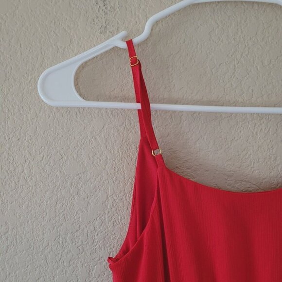 Flying Tomato Red Tiered Midi Dress Size Xsmall Adjustable Sleeveless Valentines - Picture 5 of 8